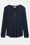 Marks & Spencer Cotton Lounge Top - Blue Navy — thumbnail 4