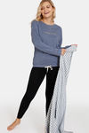 Marks & Spencer Cotton Lounge Top - Blue Marl — thumbnail 4