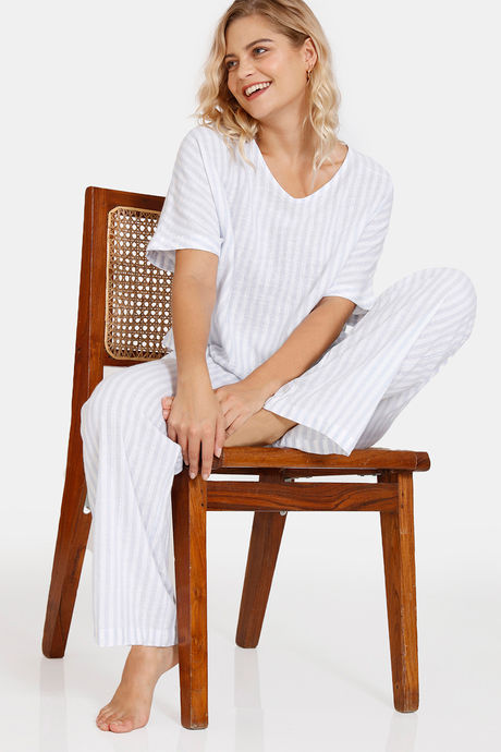 Marks & Spencer Cotton Pyjama Set - Blue Mix — image 4