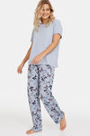 Marks & Spencer Cotton Pyjama Set - Blue Mix — thumbnail 2