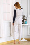 Zivame After Hours Island Life Knit Cotton Pyjama Set- Ecru Navy — thumbnail 2