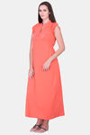Honeydew Knit Cotton Loungewear Dress - Orange — thumbnail 3