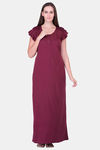 Honeydew Knit Cotton Loungewear Dress - Maroon — thumbnail 1