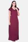 Honeydew Knit Cotton Loungewear Dress - Maroon — thumbnail 2