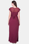 Honeydew Knit Cotton Loungewear Dress - Maroon — thumbnail 4