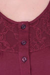 Honeydew Knit Cotton Loungewear Dress - Maroon — thumbnail 5