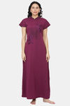 Honeydew Knit Cotton Loungewear Dress - Purple — thumbnail 1
