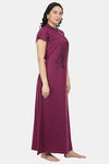 Honeydew Knit Cotton Loungewear Dress - Purple — thumbnail 2