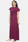 Honeydew Knit Cotton Loungewear Dress - Purple — thumbnail 3