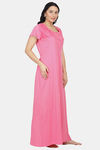 Honeydew Knit Cotton Loungewear Dress - Pink — thumbnail 2