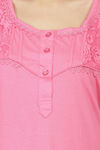 Honeydew Knit Cotton Loungewear Dress - Pink — thumbnail 5