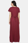 Honeydew Knit Cotton Loungewear Dress - Maroon — thumbnail 4