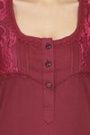 Honeydew Knit Cotton Loungewear Dress - Maroon — thumbnail 5
