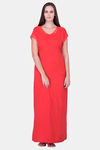 Honeydew Knit Cotton Loungewear Dress - Red — thumbnail 1