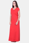 Honeydew Knit Cotton Loungewear Dress - Red — thumbnail 3