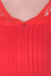 Honeydew Knit Cotton Loungewear Dress - Red — thumbnail 5