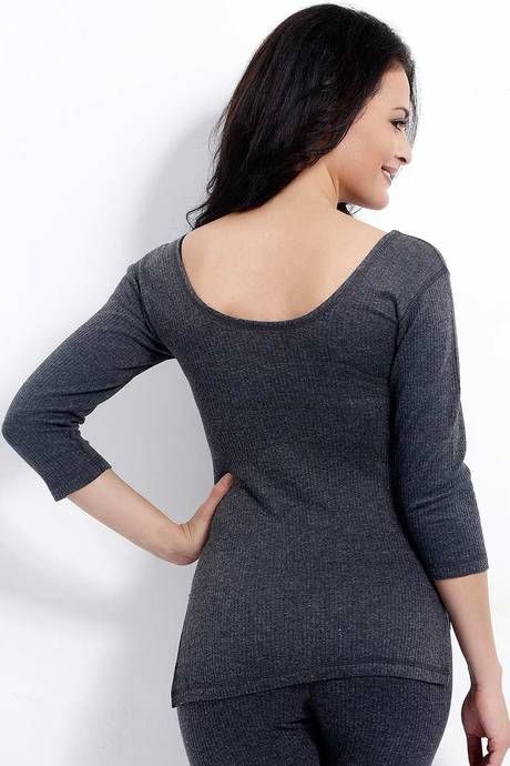 Zivame Cocoon Black Thermal Top With Three-Fourth Sleeves — image 2