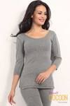 Zivame Cocoon Grey Thermal Top With Three-Fourth Sleeves — thumbnail 1