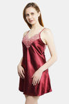 Miorre Lace Trimmed Babydoll - Burgundy — thumbnail 2