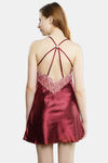 Miorre Lace Trimmed Babydoll - Burgundy — thumbnail 3