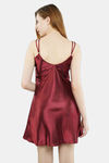 Miorre Satin & Lace Side Slit Baby Doll - Burgundy — thumbnail 3