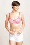 Rosaline Everyday Double Layered Non Wired 3/4th Coverage Sag Lift Bra - Pink Butterfly — thumbnail 4