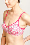 Rosaline Everyday Double Layered Non Wired 3/4th Coverage Sag Lift Bra - Pink Butterfly — thumbnail 5