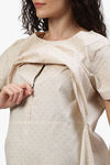 Nejo Anti Microbial Cotton Maternity Full Length Nightdress - Beige — thumbnail 5