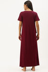 Nejo Cotton Maternity Full Length Nightdress - French Purple — thumbnail 3