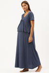 Nejo Cotton Maternity Full Length Nightdress - Ink Marl — thumbnail 2
