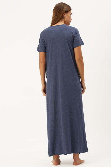 Nejo Cotton Maternity Full Length Nightdress - Ink Marl — image 3