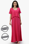 Nejo Anti Microbial Cotton Maternity Full Length Nightdress - Pink — thumbnail 2