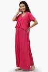 Nejo Anti Microbial Cotton Maternity Full Length Nightdress - Pink — thumbnail 3