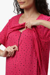 Nejo Anti Microbial Cotton Maternity Full Length Nightdress - Pink — thumbnail 5