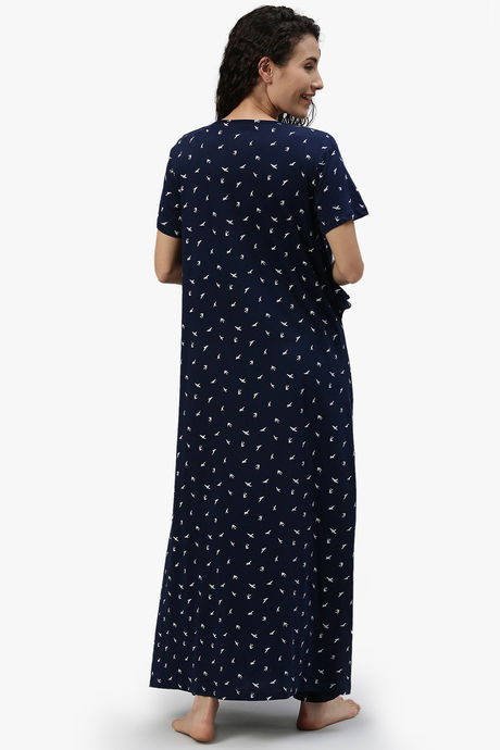 Nejo Anti Microbial Cotton Maternity Full Length Nightdress - True Navy — image 4