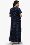 Nejo Anti Microbial Cotton Maternity Full Length Nightdress - True Navy — thumbnail 4
