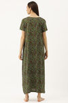 Nejo Cotton Maternity Full Length Nightdress - Forest Green — thumbnail 3