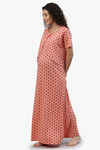 Nejo Anti Microbial Cotton Maternity Full Length Nightdress - Pink — thumbnail 3