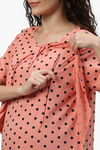 Nejo Anti Microbial Cotton Maternity Full Length Nightdress - Pink — thumbnail 5