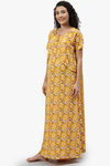 Nejo Anti Microbial Cotton Maternity Full Length Nightdress - Yellow — thumbnail 3