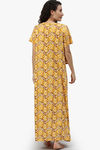 Nejo Anti Microbial Cotton Maternity Full Length Nightdress - Yellow — thumbnail 4