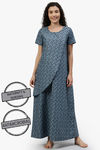 Nejo Anti Microbial Cotton Maternity Full Length Nightdress - Green — thumbnail 2