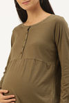 Nejo Cotton Maternity Top - Light Olive — thumbnail 4
