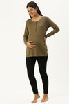 Nejo Cotton Maternity Top - Light Olive — thumbnail 5