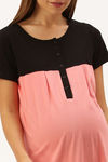 Nejo Cotton Maternity Full Length Nightdress - Black Coral — thumbnail 5