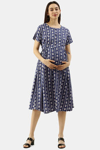 Navy Beige Flower