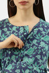 Nejo Cotton Maternity Loungewear Top - Royal Teal Print — thumbnail 4