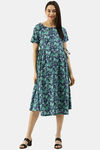 Nejo Cotton Maternity Loungewear Top - Royal Teal Print — thumbnail 5