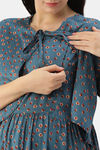 Nejo Bamboo Cotton Maternity Loungewear Top - Teal Blue — thumbnail 4