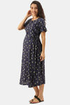 Nejo Bamboo Cotton Maternity Loungewear Top - Dark Blue — thumbnail 2